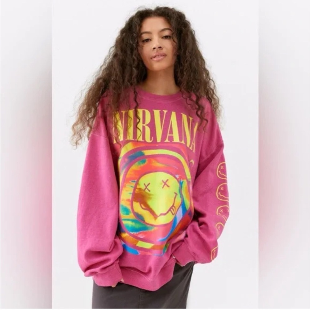 Urban Outfitters Oversized Pink Nirvana Graphic Sweatshirt
